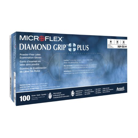 Gloves Exam Latex P-F Diamond Grip Plus™ Medium  .. .  .  